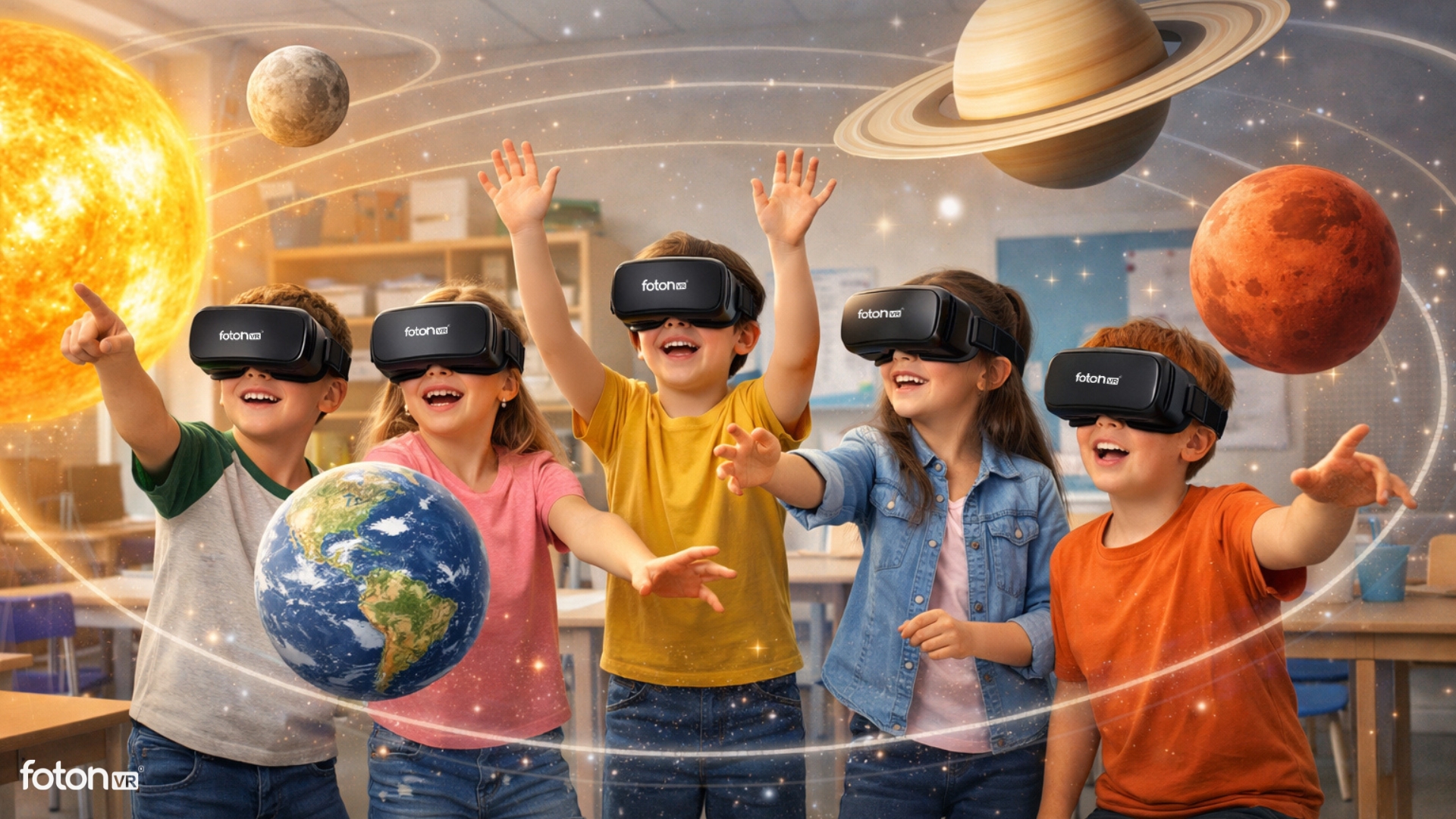 VR content exploring the solar system